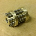 New fly arbour lantern pinion (chiming train), open end view